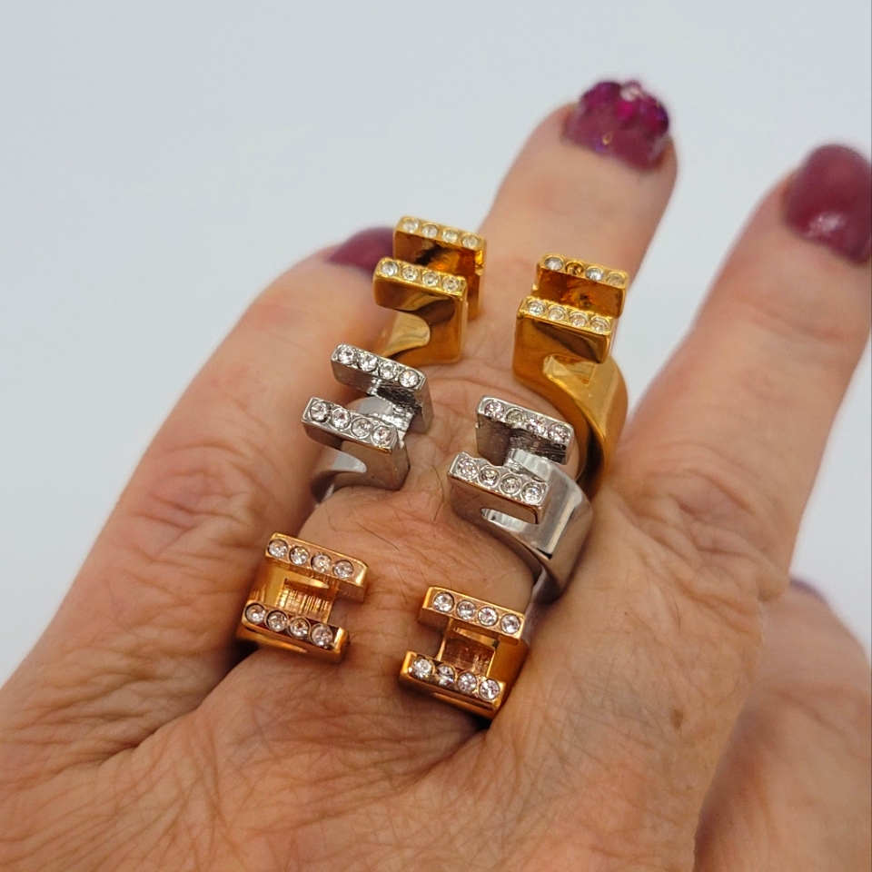 Vita Fede Omega 24k Gold-Plated Ring Swarovski Crystals New 120$